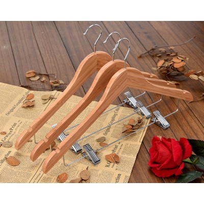 Custom big heavy biodegradable birchwood wood bamboo clothes hanger