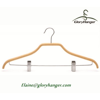 China Supplier Wholesales Hot Selling Bamboo Suit Hanger with Anti-rust Chrome Pants Clips