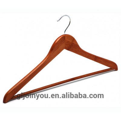 China Guangxi Guilin Good Quality Wood and Bamboo Clothes Hanger With Chrome Hook