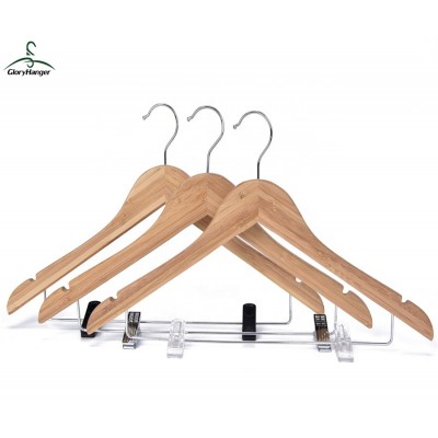 Best Choice   For  Pants  Bamboo   Clothes    Hanger   With   Two   Clips